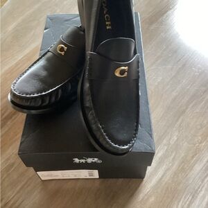 Womens Coach black loafers